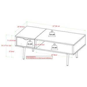 Walker Edison Montclair Mid Century Modern Faux Marble Top 1 Drawer Coffee Table, 42 Inch, Acorn