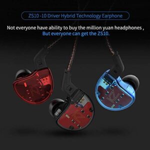 KZ ZS10 Wired Earphones in-Ear Headphones, 5 Hybrid Drivers KZ Earbuds HiFi Stereo Headset Noise Isolating Earphone (no Mic, red)