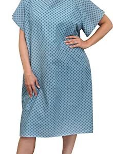 AMU Solutions 12 Pack - Blue Hospital Gown with Back Tie/Hospital Patient Robes with Ties - One Size Fits All Wholesale