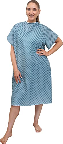 AMU Solutions 12 Pack - Blue Hospital Gown with Back Tie/Hospital Patient Robes with Ties - One Size Fits All Wholesale