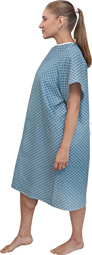 AMU Solutions 12 Pack - Blue Hospital Gown with Back Tie/Hospital Patient Robes with Ties - One Size Fits All Wholesale