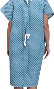 AMU Solutions 12 Pack - Blue Hospital Gown with Back Tie/Hospital Patient Robes with Ties - One Size Fits All Wholesale