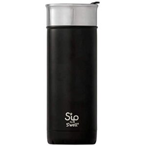 sip by swell stainless steel travel mug ,16 fl oz , coffee black ,double layered vacuum-insulated travel mug keeps coffee tea and drinks cold for 16 hours and hot for 4