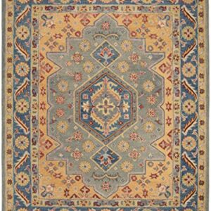 Safavieh Antiquity Collection 8' x 10' Blue/Gold AT504M Handmade Traditional Oriental Premium Wool Area Rug