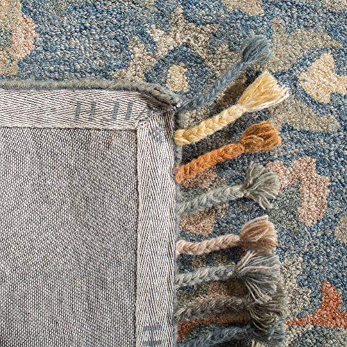 SAFAVIEH Aspen Collection Runner Rug - 2'3" x 9', Blue & Rust, Handmade Boho Braided Tassel Wool, Ideal for High Traffic Areas in Living Room, Bedroom (APN123A)