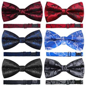 yoy handcrafted adorable pet bow ties - 6-pack adjustable neck 11"-20" paisley bowties dog collar neckties kitty puppy grooming accessories for doggy cat, 6 colors