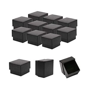 sdootjewelry ring box, 1.97 x 1.97 x 1.57” kraft earring ring boxes, 50 pack square cardboard jewelry gift boxes black small earring ring gift box with foam insert for wedding propose jewelry packing