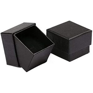 Sdootjewelry Ring Box, 1.97 x 1.97 x 1.57” Kraft Earring Ring Boxes, 50 Pack Square Cardboard Jewelry Gift Boxes Black Small Earring Ring Gift Box with Foam Insert for Wedding Propose Jewelry Packing