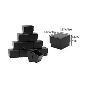 Sdootjewelry Ring Box, 1.97 x 1.97 x 1.57” Kraft Earring Ring Boxes, 50 Pack Square Cardboard Jewelry Gift Boxes Black Small Earring Ring Gift Box with Foam Insert for Wedding Propose Jewelry Packing
