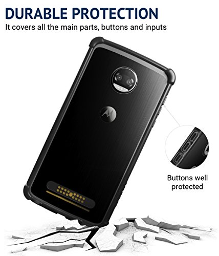 CaseWe - Motorola Moto Z2 Force Protective Bumper Case Cover/Compatible With Moto Mods - All Matte Black