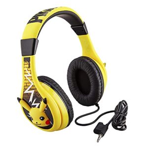 Pokemon Pikachu Kids Headphones, Adjustable Headband, Stereo Sound, 3.5Mm Jack, Wired Headphones for Kids, Tangle-Free, Volume Control, Children's Headphones On Ear for School Home, Travel