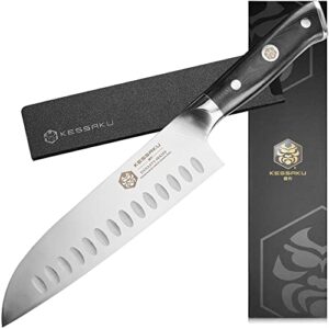 kessaku santoku knife - 7 inch - dynasty series - razor sharp kitchen knife - forged thyssenkrupp german high carbon stainless steel - g10 garolite handle with blade guard