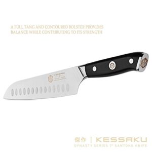 KESSAKU Santoku Knife - 7 inch - Dynasty Series - Razor Sharp Kitchen Knife - Forged ThyssenKrupp German High Carbon Stainless Steel - G10 Garolite Handle with Blade Guard