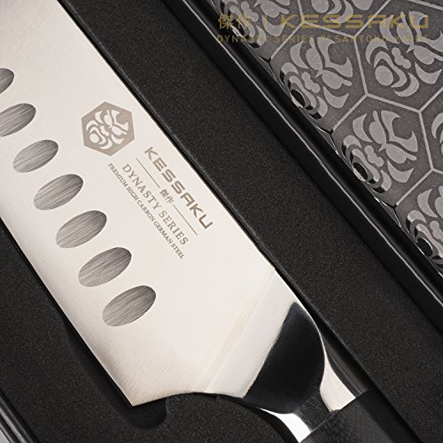 KESSAKU Santoku Knife - 7 inch - Dynasty Series - Razor Sharp Kitchen Knife - Forged ThyssenKrupp German High Carbon Stainless Steel - G10 Garolite Handle with Blade Guard