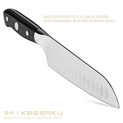 KESSAKU Santoku Knife - 7 inch - Dynasty Series - Razor Sharp Kitchen Knife - Forged ThyssenKrupp German High Carbon Stainless Steel - G10 Garolite Handle with Blade Guard