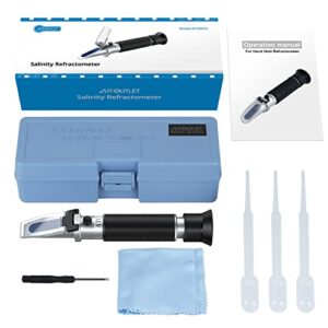 AUTOUTLET Salinity Refractometer Saltwater Aquarium for Seawater, Pool, Tank, Marine, Fishkeeping, 0-100PPT & 1.000-1.070 Salinity Tester with ATC Function Salinity Hydrometer Kit