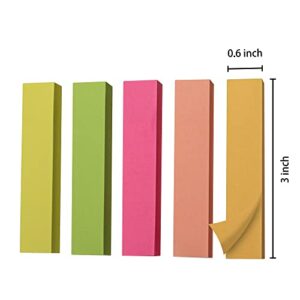 MyLifeUNIT Small Sticky Notes, Self-Stick Notes 0.6 x 3 Inch, Variety of Colors (100 Pcs x 15 Pack)