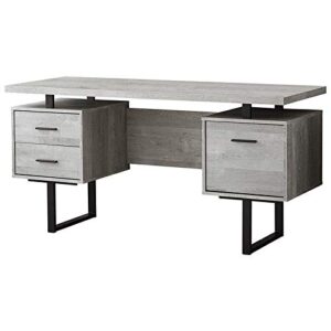 monarch specialties computer desk with drawers - contemporary style - home & office computer desk with metal legs - 60"l (grey reclaimed wood look)