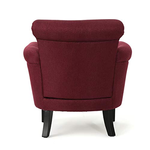 Christopher Knight Home Brice Vintage Scroll Arm Studded Fabric Club Chair, Wine / Dark Brown 29.5D x 31W x 31.5H Inch