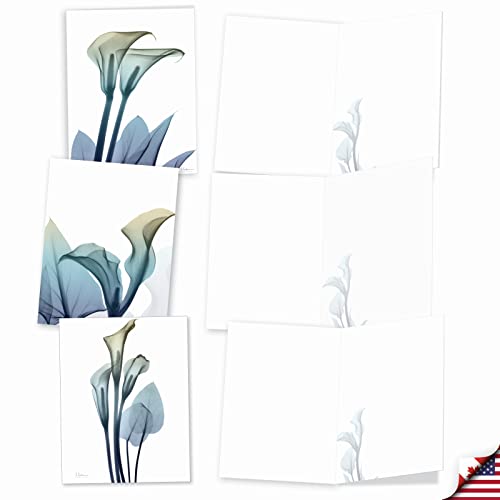 The Best Card Company - 10 Boxed Note Cards with Flowers - Blank Assorted Floral Notecards Bulk (4 x 5.12 Inch) - Blooming Expressions AM6221OCB-B1x10