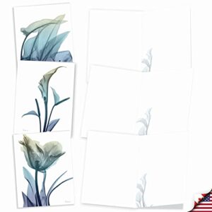 The Best Card Company - 10 Boxed Note Cards with Flowers - Blank Assorted Floral Notecards Bulk (4 x 5.12 Inch) - Blooming Expressions AM6221OCB-B1x10