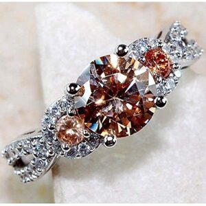 Phetmanee Shop Glamorous 925 Silver Brown Sapphire Gems Rings Women Wedding Party Jewelry Gifts (7)