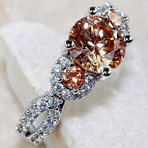 Phetmanee Shop Glamorous 925 Silver Brown Sapphire Gems Rings Women Wedding Party Jewelry Gifts (7)