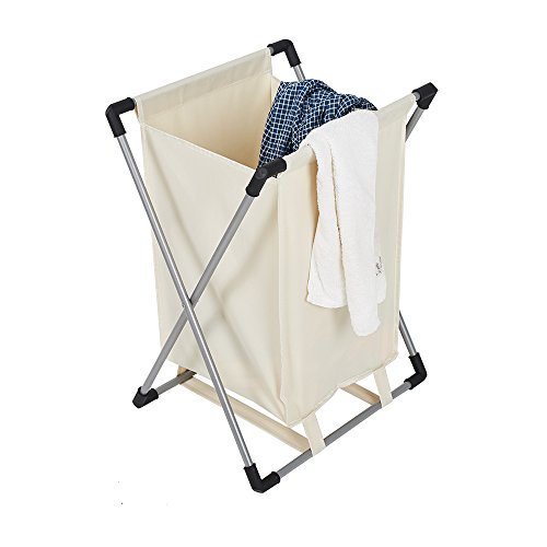 Dporticus Single Basket Floding Laundry Hamper with X-Frame for Apartment Home College Use