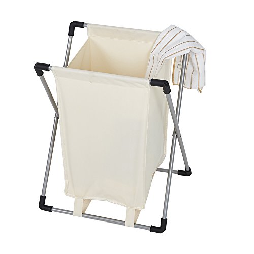 Dporticus Single Basket Floding Laundry Hamper with X-Frame for Apartment Home College Use