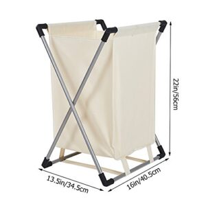 Dporticus Single Basket Floding Laundry Hamper with X-Frame for Apartment Home College Use