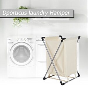 Dporticus Single Basket Floding Laundry Hamper with X-Frame for Apartment Home College Use