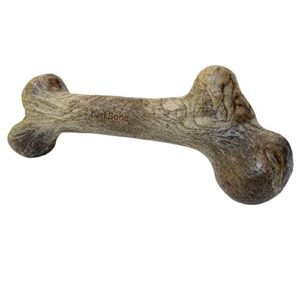 pet qwerks dinosaur barkbone - nylon dog bone for aggressive chewers - bacon flavor - 11"