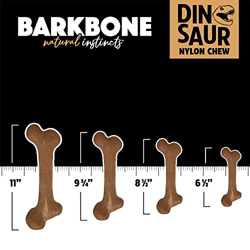 Pet Qwerks Dinosaur BarkBone - Nylon Dog Bone for Aggressive Chewers - Bacon Flavor - 8.5"