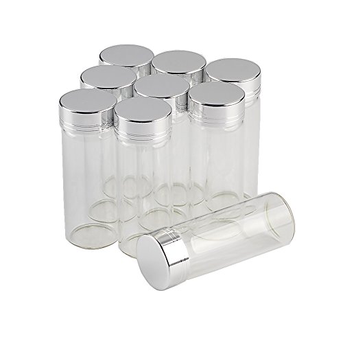 12units 30x80mm Empty Jars Glass Bottle with Aluminium Silver Color Screw Cap 40mlSealed Liquid Food Gift Container (12, 40ML-Silver Lid)