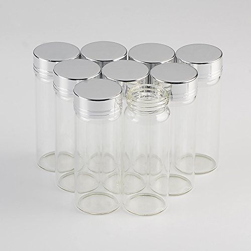 12units 30x80mm Empty Jars Glass Bottle with Aluminium Silver Color Screw Cap 40mlSealed Liquid Food Gift Container (12, 40ML-Silver Lid)