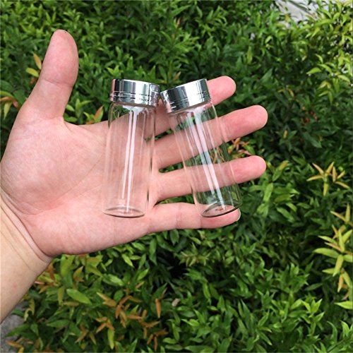 12units 30x80mm Empty Jars Glass Bottle with Aluminium Silver Color Screw Cap 40mlSealed Liquid Food Gift Container (12, 40ML-Silver Lid)