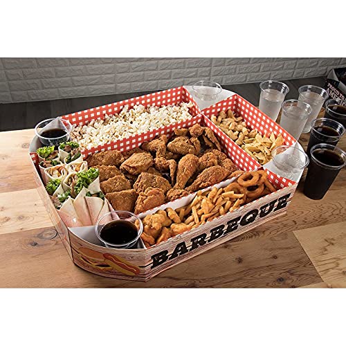 Disposable Serving Platter - Picnic Tray, 5 Compartments with Cup and Dip Holders, Best for Finger Food and Snacks, 4 x 20 x 26 Inches