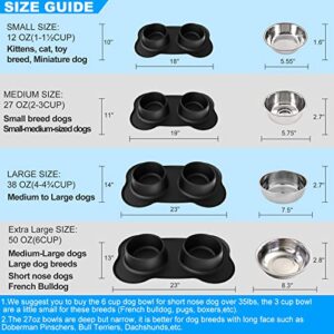 AsFrost Dog Food Bowls Stainless Steel Pet Bowls & Dog Water Bowls with No-Spill and Non-Skid, Feeder Bowls with Dog Bowl Mat for Small Medium Large Size Dogs Cats Puppy Pets, Dog Dishes, Black, 240z