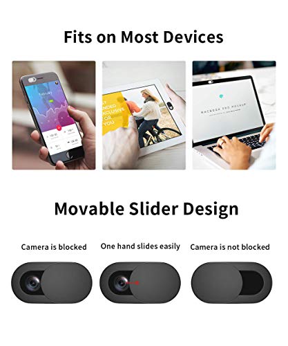 Webcam Cover, Camera Cover Slide, Laptop Camera Cover Slide, Smartphone Webcam Sticker,Camera Blocker Protect Privacy Perfect Laptop Camera Cover for Phone, Tablet, Laptop 6 Pack (3 Black+3 White)