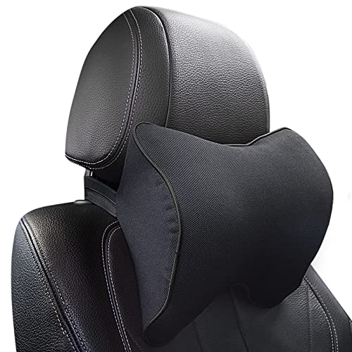 ZATOOTO Car Neck Pillow Memory Foam - Head Restraint Diamond Bling Neck Pain Relieved Cervical Support Black Seat Headrest Driving Adjust Height YB-Black