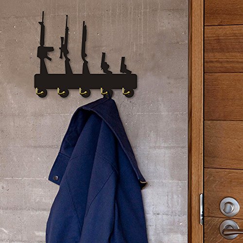 The Geeky Days Funny Gun Family Shape Design Coat Hooks Coat Hanger Firearms Weapons Key Hanger Key Hooks Rack Home Decor Modern Wall Hooks