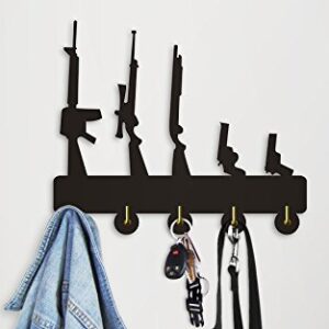 The Geeky Days Funny Gun Family Shape Design Coat Hooks Coat Hanger Firearms Weapons Key Hanger Key Hooks Rack Home Decor Modern Wall Hooks