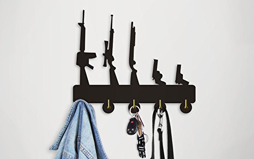 The Geeky Days Funny Gun Family Shape Design Coat Hooks Coat Hanger Firearms Weapons Key Hanger Key Hooks Rack Home Decor Modern Wall Hooks