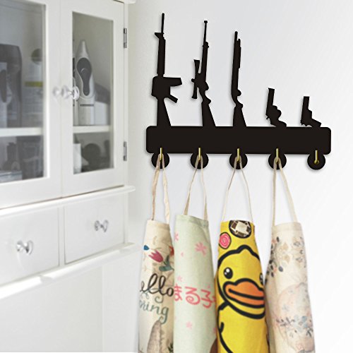 The Geeky Days Funny Gun Family Shape Design Coat Hooks Coat Hanger Firearms Weapons Key Hanger Key Hooks Rack Home Decor Modern Wall Hooks