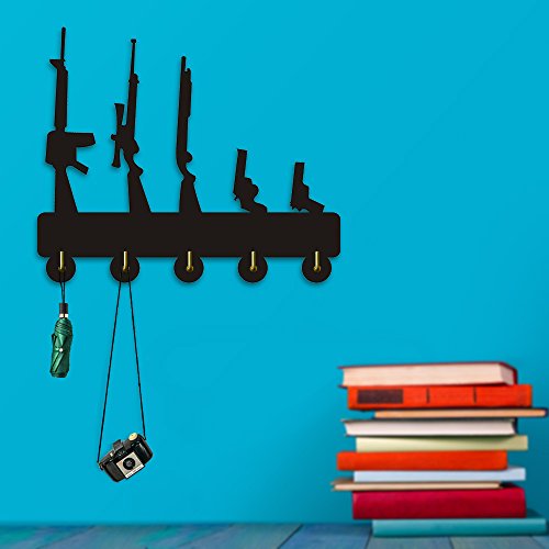 The Geeky Days Funny Gun Family Shape Design Coat Hooks Coat Hanger Firearms Weapons Key Hanger Key Hooks Rack Home Decor Modern Wall Hooks