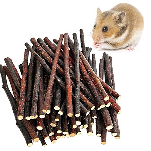 MAOM Nature Apple Sticks Pet Food Wood Chew Toys for Guinea Pigs Chinchilla Rabbits Hamster