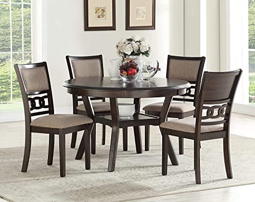 New Classic Furniture Gia 5-Piece Round Dining Table Set, 47-Inch, Cherry