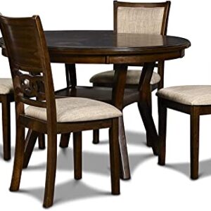 New Classic Furniture Gia 5-Piece Round Dining Table Set, 47-Inch, Cherry