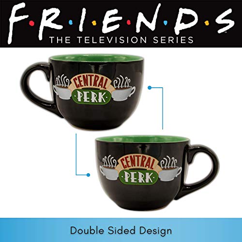 Silver Buffalo FRIENDS Central Perk Black Ceramic Mug Oversized for Coffee, Soup, 24 Ounces