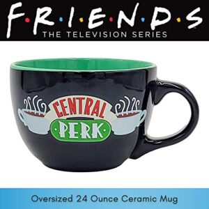 Silver Buffalo FRIENDS Central Perk Black Ceramic Mug Oversized for Coffee, Soup, 24 Ounces